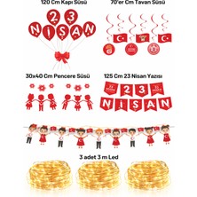 Pairla 23 Nisan Dekoratif Süsü Flama Okul, 23 Nisan Sarkıt, Kapı Süsü, Pano Süsleri “3 Metre Led”