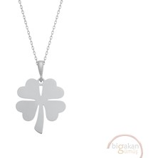 Bigakan Dört Yapraklı Yonca Taşsız Model 925 Ayar Gümüş Kadın Kolye
