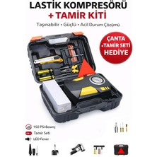 Dybox Pro Basınç Göstergeli Kompresör Oto Araç Lastik Şişirme Pompası ve Tamir Seti 150 PSI-12V
