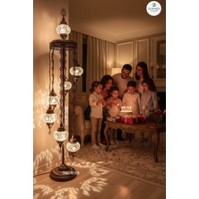 Zemaris Hediyelik El Yapımı Otantik Mozaik Lambader 7 Li (6+1 Camlı)