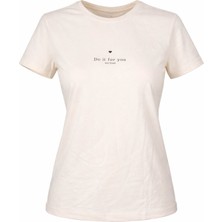 Trender Do It For You Baskı Bej Kadın T-Shirt 26YL71595010