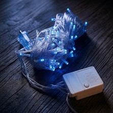 Ttt 10M 100 LED Damla Uçlu Mavi Işık Şeffaf Kablo