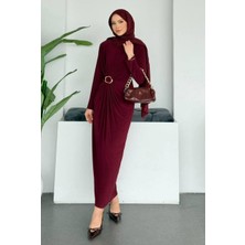 Lifera Tokalı Sandy Tesettür Elbise