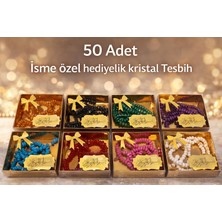 SHR Tasarım 50 Adet Isme Özel Karışık Renk Kristal Tesbih Hac Umre Mevlüt Hediyelik
