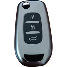 Renault Megane 4 / Clio 5  Anahtar Uyumlu Silikon Oto Anahtar Kumanda Kabı Kılıf Füme Midastech