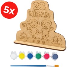 Kidose Okullar Için Toplu Alıma Uygun 23 Nisan Ahşap Boyama Seti