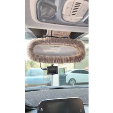 Peluş Dikiz Ayna Kılıfı Süs Gri Midastech