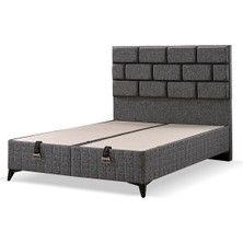 Mona Yatak Diamond Çift Kişilik Baza Başlık Seti – Gri Keten Kumaş, Konforlu ve Uzun Ömürlü