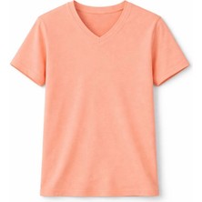 Pileli Store Genç Kız Çocuk V Yaka Tişört Model - Toz Pembe