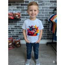 Teknik Şimşek Mcqueen %100 Pamuk Premium Kalite Kumaş Çocuk