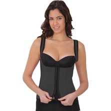 Pileli Store Gri Mı 9173 Terletici Agraflı Göğsü Açık Atlet Korse