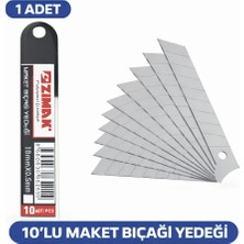İntora Zimak 18MM Maket Bıçağı Yedeği 0.5mm Karbon Çelik Profesyonel Uç 10’lu 1 Paket