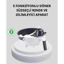 5 Fonksiyonlu Döner Rende Süzgeçli Çok Amaçlı Sebze Doğrayıcı Kaymaz Tabanlı Midastech