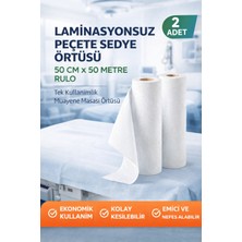 Laminasyonsuz Peçete Sedye Örtüsü 50 cm x 50 Metre Rulo Tek Kullanımlık Muayene Masası Örtüsü 2 Ade