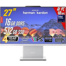 Lenovo Ideacentre 27ILL11 Intel Core U5-226VS 16GB 512GB 27 Fhd Freedos Beyaz Aı-Powered Aıo Bilgisayar