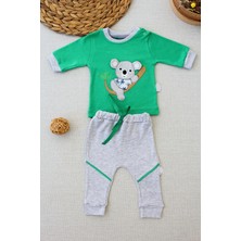 Diji Baby 1-2-3 Yaş Bisikletli Kız Baskılı Bandanalı Kot Desenli Şort Kısa Kollu Tişört 3lü Kız Bebek Takımı