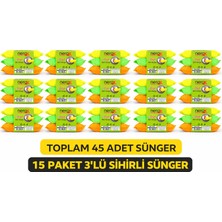 LTG Nova Nerox Magic Sihirli Sünger 3'lü 15 Paket Toplam 45 Adet Çok Amaçlı Temizlik Süngeri Mutfak Bulaşık