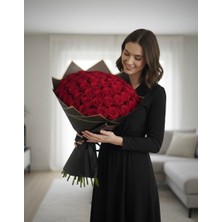 Kamira Aşkın En Saf Hali: 100 Adet Lüks Kırmızı Gül Buketi
