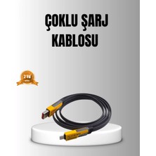65W 4’ü 1 Arada Örgülü Hızlı Şarj Kablosu Usb-C Usb-A Çoklu Şarj Dayanıklı Midastech