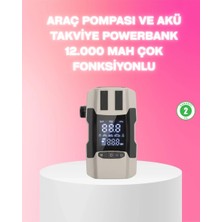 Araç Hava Pompası ve Akü Takviye Powerbank 12.000 Mah Çok Fonksiyonlu Midastech