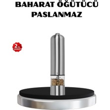 Modern Otomatik Baharat Öğütücü Seti – Pilli, Paslanmaz Çelik, LED Aydınlatmalı Midastech