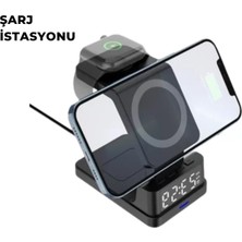 Kablosuz Şarj Istasyonu ve Dijital Saat – Apple Uyumlu, 3 Kademeli Işık Ayarı Midastech