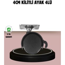 Kilitli 4 cm Tekerlek Ayak 4’lü Set Zemin Koruyucu Midastech