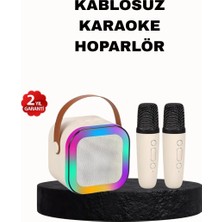 Karaoke Hoparlör Taşınabilir Çift Mikrofonlu ve LED Işıklı Bluetooth 5.0 Midastech