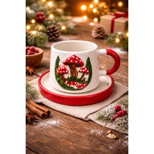 Casa Plus Masal Ormanı Mantar Desenli Tabaklı Kupa 200ML