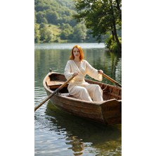 Lorenzella Bohem Müslin Ikili Takım Kruvaze Bluz Bol Paça Pantolon