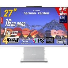 Lenovo Ideacentre 27ILL11 Intel Core U5-226VS 16GB 1tb 27 Fhd Freedos Beyaz Aı-Powered Aıo Bilgisayar