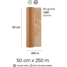 Lethe Studio Design Petek Dolgu Kraft Ambalaj Kağıdı 50 cm x 250 M - 90GR - Kraft - %60 Esneme ve Koruyucu Dolgu Kağıdı
