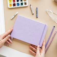 SHC4200 21X15 cm Sert Kapak 80 Yaprak 140 Gr. Eskiz Defteri - Sketch Book - Lila