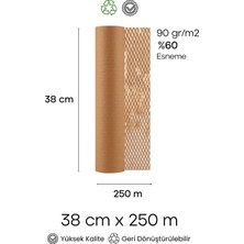 Lethe Studio Design Petek Dolgu Kraft Ambalaj Kağıdı 38 cm x 250 M - 90GR - Kraft - %60 Esneme ve Koruyucu Dolgu Kağıdı