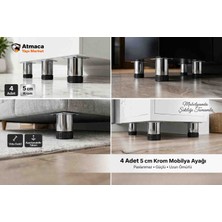 Uygun Başlık:aym Atmaca Yapı Market 4 Adet 5 cm Krom Mobilya Ayağı Vida Dahil Ayarlanabilir Dolap Koltuk Ayağı