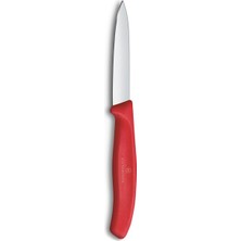 Victorinox 6.7601.C1 Swiss Classic Paslanmaz Çelik Düz Sivri Uçlu Bıçak 8 cm Kırmızı