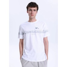 Discovery Expedition D6SM-TST3783 Beyaz Bisiklet Yaka Relaxed Baskılı Erkek T-Shirt