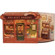 Cutebee Mrs.hunt Bakery - Yetişkinler Için Kendin Yap Minyatür Ev Pastane Tatlı Dükkanı Oyuncak Ev Seti, 3D Ahşap Yapboz, Book Nook Sihirli Kitap Köşesi Seti - (CWGB401) Bayan Hunt Pastanesi