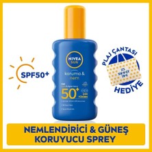 Nivea SUN SPF50 Yüksek Güneş Koruyucu Nemlendirici Vücut Spreyi 200ml, Suya Dayanıklı,Plaj Çantası Hediye