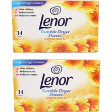 Lenor Yaz Esintisi Çamaşır Kurutma Makinesi Kokulandırıcı ve Yumuşatıcı Kağıt 34 Yaprak x 2 Adet