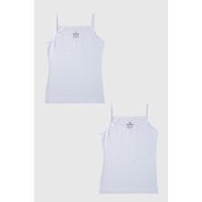 Baykar Kız Çocuk  Pamuklu Ince Ip Askılı Düz Klasik Atlet 2'li Paket 4200 Beyaz