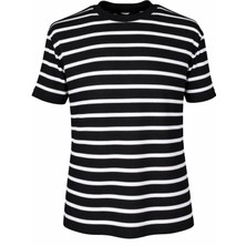 Trender 4038 Siyah - Beyaz Erkek T-Shirt O Yaka Çizgili
