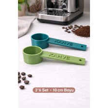 Kahve Yazılı Kahve Ölçü Kaşığı (2 Adet) | Espresso & Filtre Kahve | Set-Renk Seçenekli- Turkuaz-Fıstık Yeşili