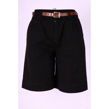 Trender Kemerli Siyah Kadın Şort 5439