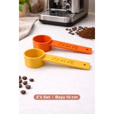 Kahve Yazılı Kahve Ölçü Kaşığı (2 Adet) | Espresso & Filtre Kahve | Set-Renk Seçenekli-Turuncu -Sarı