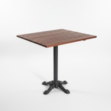 Afro Garden Masif Teak Ağacından Bahçe Balkon Cafe Masası 70X70 cm Döküm Ayak