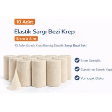 Karahanbey Elastik Sargı Bezi Krep 5 cm x 4 M 10 Adet Esnek Krep Bandaj Elastik Sargı Bezi Seti