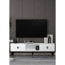 Cantek Dizayn TV1389-1389-TV150-32 Tv Sehpası Beyaz-Siyah-Altın