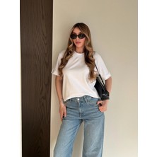 Laluvia Beyaz Kısa Kollu Düz Tshirt - 241128