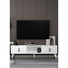 Demonte Decor 1397TV150DD-64 Tv Sehpası Beyaz-Gümüş